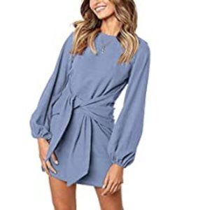 Lionstill Women's Elegant Long Sleeve Dress Casual Tie Waist Sweater
